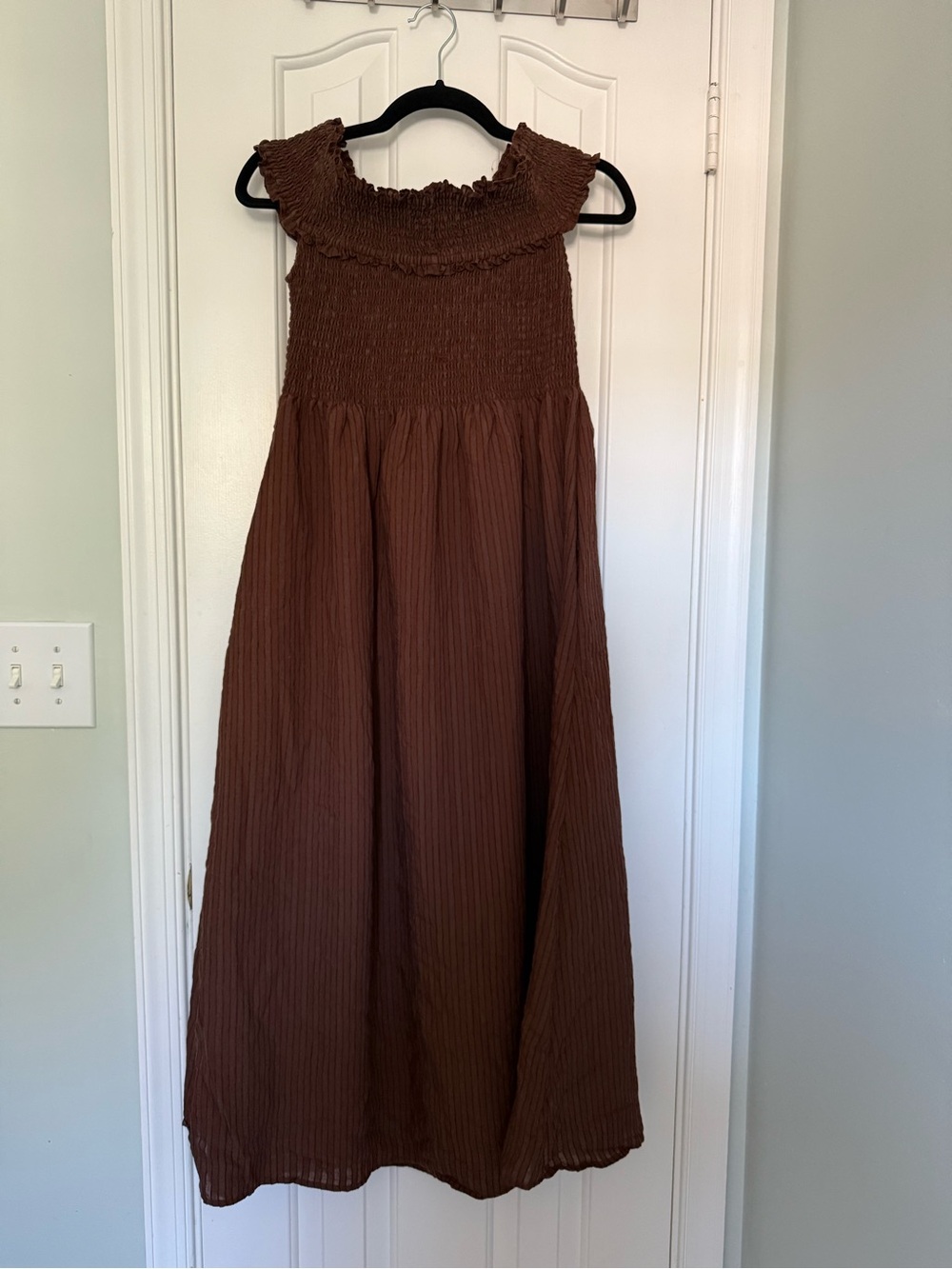 Hill House The Marguerite Nap Dress in Chocolate Seersucker
